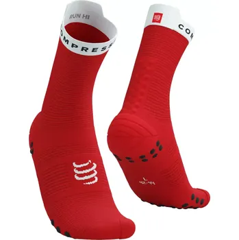 Pánské ponožky COMPRESSPORT Cyklistické ponožky klasické - PRO RACING V4.0 RUN HIGH - červená/bílá