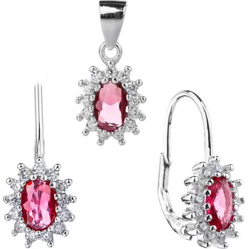 Souprava šperků Bealio BEALIO Stříbrná souprava KRÁLOVSKÁ rubínová 03-12359-2673
