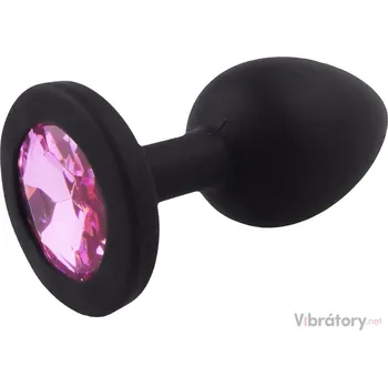 Anální kolík Silikonový anální kolík se šperkem, různé barvy, tmavě růžový