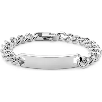 Náramek Nomen | 10 mm náramek s identifikační destičkou z nerezové oceli stříbrné barvy - Lucleon