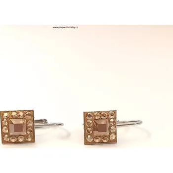 Náušnice Stříbrné náušnice se zlatými SW krystalky (Náušnice SWAROVSKI kamínky)