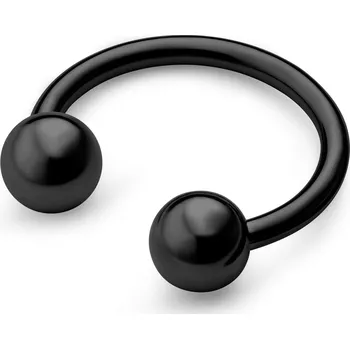 Piercing Střední 8mm černý piercing podkova s kuličkami z titanu - Otsu