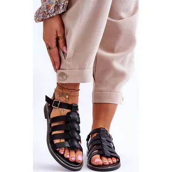 Dámské sandále Kožené Sandály S řemínky Lawren Barva: Černá, Velikost: 38