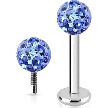 Piercing Šperky4U Piercing do brady labreta s krystaly Crystals from SWAROVSKI®1,2 x 6 mm - LB1038-1206B