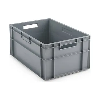 Úložný box Stohovatelná europřepravka 600 x 400 x 270 mm, šedá, objem 52l, nosnost 25kg | RAJA - Balení po 1 ks