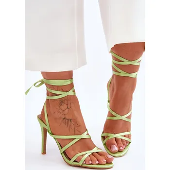 Dámské sandále Dámské Sandály Vázané Na Vysokém Podpatku Meya Barva: Zelená, Velikost: 40