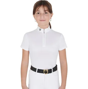 Jezdecké oblečení Dětské závodní tričko EQUESTRO Lusineh, bílé, 10 let