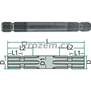 Klíč Profilová hřídel, 1 3/8" (6), délka 300 mm, s profilem na obou stranách
