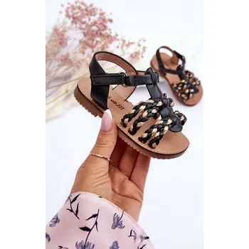 Dívčí sandály Dětské sandály na suchý zip s pruhy Sammy Barva: Černá, Velikost: 20