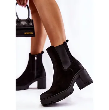 Dámské kozačky Boto Dámské semišové boty na platformě Martine Barva: Černá, Velikost: 39