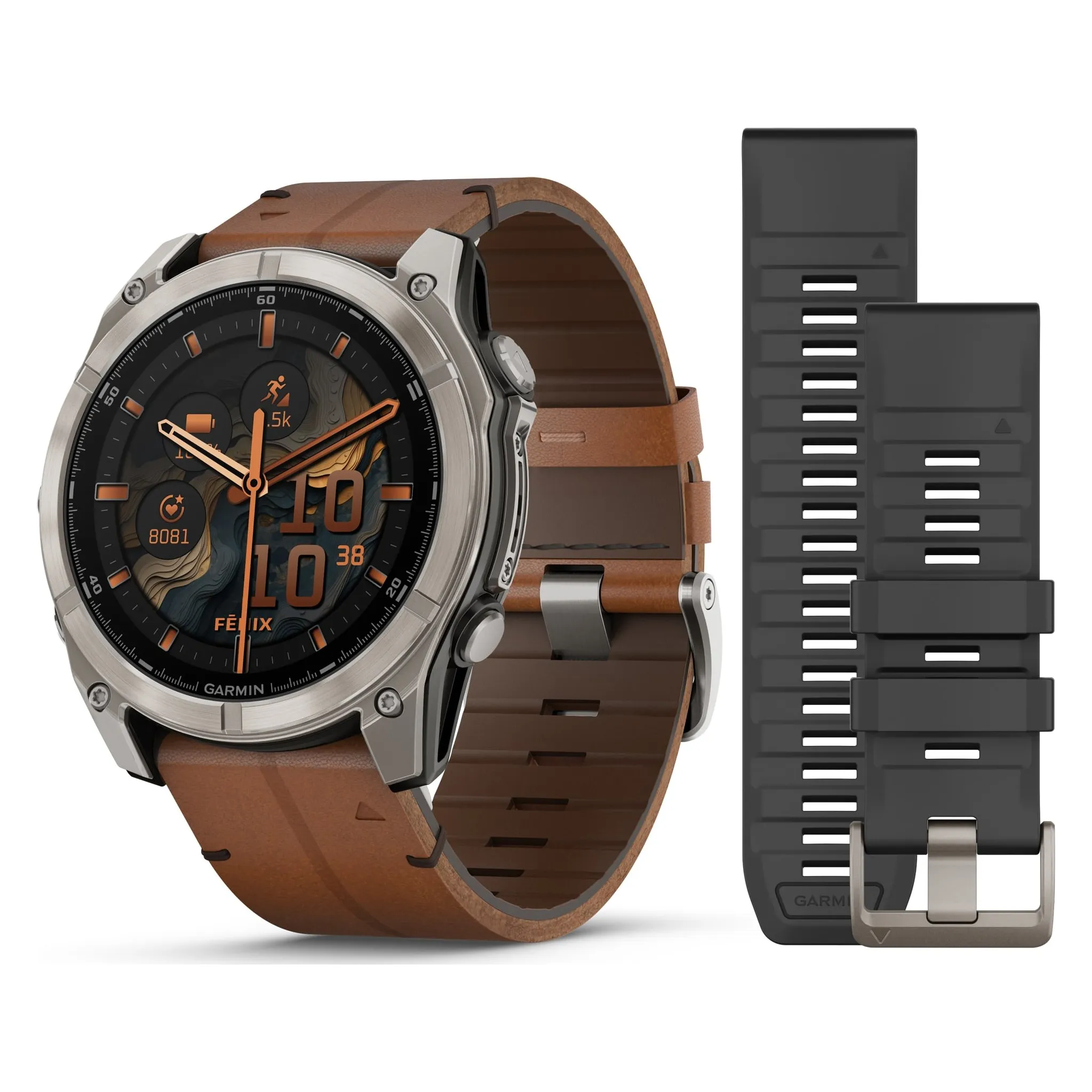 Fotografie 7 - Chytré hodinky Garmin fēnix 8 51 mm Sapphire Titanium/Brown Leather Band