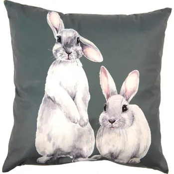 Dekorativní polštářek Zelený povlak na polštář s králíčky