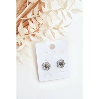 Náušnice květinové náušnice s kubickou zirkonií Barva: Stříbrná, Velikost: ONE SIZE