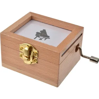 hrací skříňka Hnědá dřevěná hrací skříňka s pianem – 9x6x4 cm