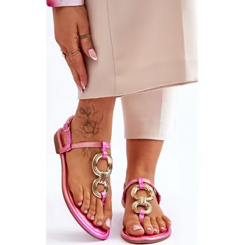 Dámské sandále Ploché kožené žabky Keep Going Barva: Růžová, Velikost: 38