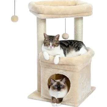 Škrabadlo KOČIČÍ STROM - dvoupatrový, stabilní (výška 68 cm) Barva: AMT0179BG - béžová