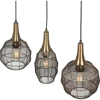 Trio Lighting Závěsné svítidlo Soraya, 3 světla, paprsek, kov, starožitná mosaz - Stříška - délka 80 cm, šířka 9 cm, výška 3 cm 3 x 10 W LED - Doprava zdarma