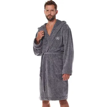 Pánský župan Pánský župan Master šedý s výšivkou znaku L