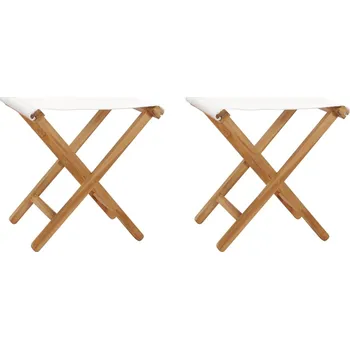 vidaXL Marketos Skládací židle 2 ks masivní teakové dřevo a textil krémově bílé