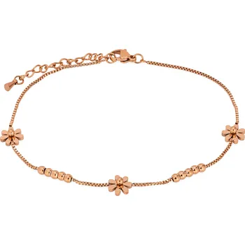 Řetízek Troli Jemný bronzový řetízek na nohu s květinami + 2 měsíce na vrácení zboží
