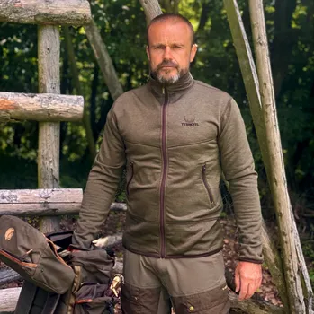 Pánská mikina Pánská myslivecká khaki mikina na zip Velikost: L