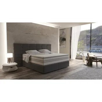 Postel Purtex BOXSPRING Square, Eko kůže, bílá, 200x180 + 270x130cm