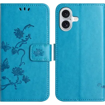 Pouzdro na mobilní telefon Flower knížkové pouzdro na iPhone 16 - modré