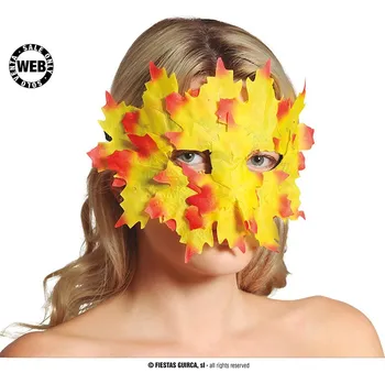 Karnevalová maska Guirca Fiestas Španělsko Žlutooranžová listová maska