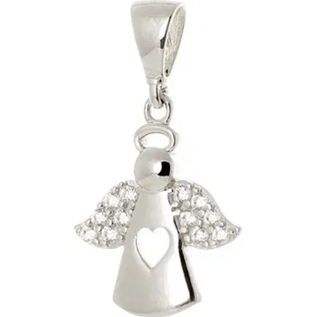 Přívěsek Přívěšek z bílého zlata andílek se srdíčkem ZZ0672BF + dárek zdarma