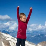 Dětská rostoucí merino mikina Tarua - rubínová s veverkou velikost 110-116