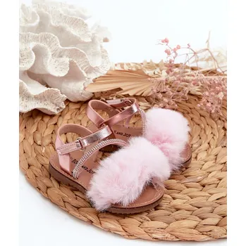 Dívčí sandály Lakýrované dětské sandálky s mašlí na suchý zip Joratia Barva: Růžová, Velikost: 21