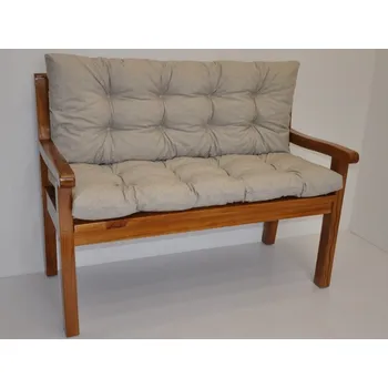 Zahradní lavice Nábytek PEGAS Lavička teaková 150 cm polstr tmavě béžový melír