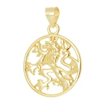 Přívěsek Stříbrný zlacený přívěšek znak český lev STRZ1143F