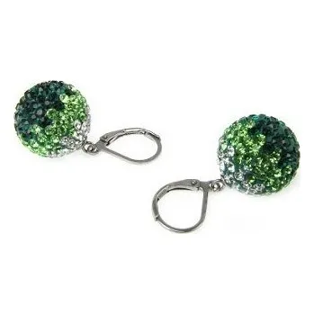 Náušnice Prosperk Náušnice ocelové kuličky s krystalky Swarovski - zelené S3679