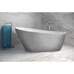 Vana MELODY Glam 170x80 cm volně stojící asymetrická univerzální stříbrná+bílá sifon chrom VANMELODY170G2