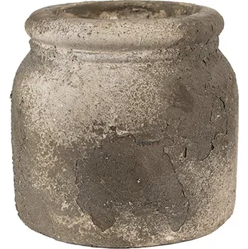 Zahrada Dekorativní béžovo-šedý antik terakotový květináč Teracci - Ø 17*16 cm