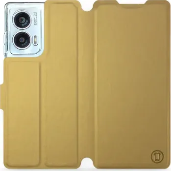 Pouzdro na mobilní telefon Flipové pouzdro Mobiwear - Motorola Edge 50 Fusion - Zlatavé a šedé (Knížkové flip pouzdro, obal, kryt na mobil Motorola Edge 50 Fusion - Zlatavé a šedé, materiál Umělá kůže + TPU - ochrana 360°, stojánek, silikonová vanička, magnetické zavírání)