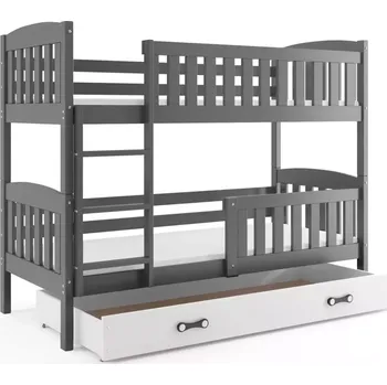 BMS GROUP Dětská patrová postel Kubus - 2 osoby, 80x190 s úložným prostorem bez matrace – Grafit, Bílá