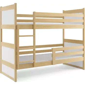 BMS GROUP Dětská patrová postel Rico - 2 osoby, 80x190 bez úložného prostoru s matrací – Borovice, Bílá