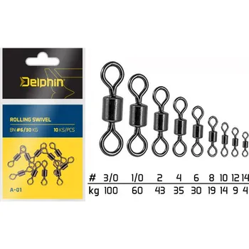Delphin obratlík Rolling Swivel A-01/10ks Velikost: 4