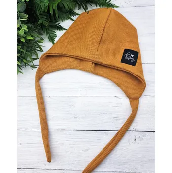 Čepice Kulišárny Ušanka dvouvrstvá WAFLE MUSTARD VELIKOST: 2: 62-68