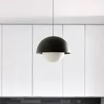 FARO BARCELONA Závěsné svítidlo Marisol LED, černá barva, ocel/sklo, Ø 30 cm - Stříška - Ø 7,5 cm, výška 6,5 cm černá, opálová LED 14,5 W celkem - Doprava zdarma