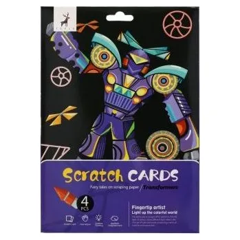 kreativní sada Majjam Škrabací obrázek duhový transformers 4 listy A4