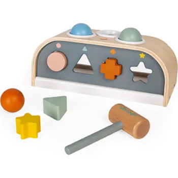 Dřevěná hračka JANOD Dřevěná zatloukačka a třídění tvarů