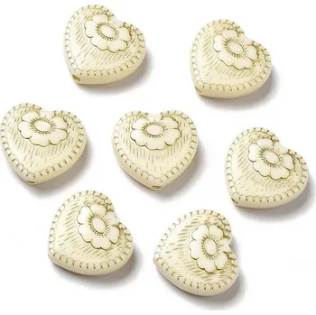 Dětské navlékací korálky Korálek, plastový, SRDCE S KYTKOU, 1,8x1,7x0,6 cm, 10 ks/bal.