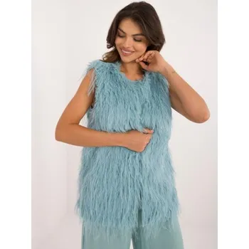 Dámská vesta s kožešinou mentolově zelená