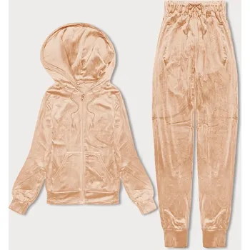 Dámská velurová souprava v barvě nude s rozepínací mikinou (8C1176-160) odstíny béžové XL (42)