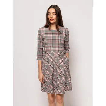 Dámské šaty Heavy Tools dámské kárované šaty 3/4 rukáv Vanda černá-růžová Velikost: S