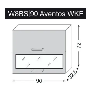 Kuchyňská skříňka Horní skříňka prosklená TITANIUM FINO ČERNÉ 90 cm MATNÁ