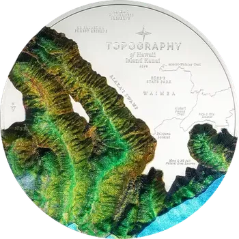 Exkluzivní stříbrná mince Hawaii 5 Oz 2024 Color Ultra Deep Relief PROOF - (2.)